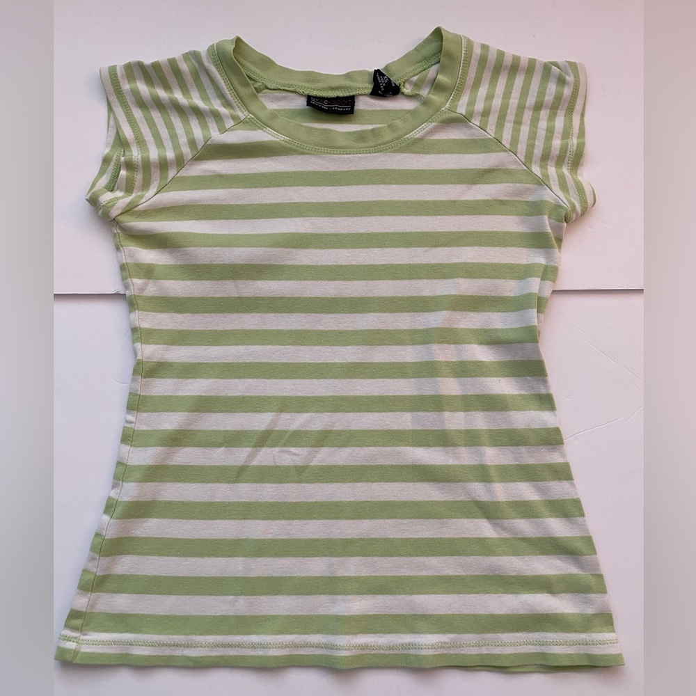 Y2K New York & Company green and white striped tee